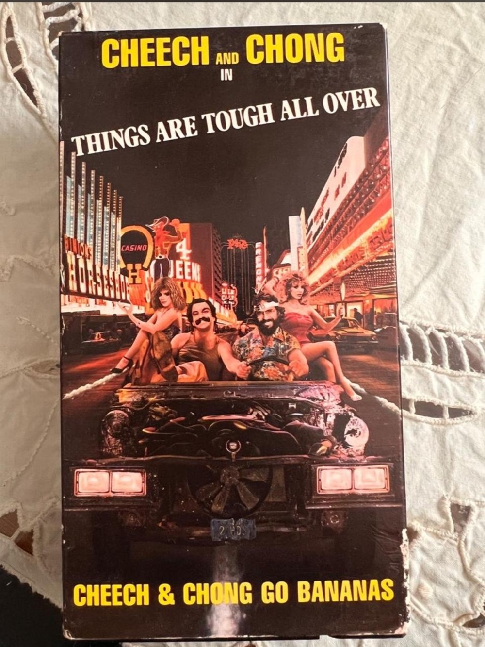 Cheech & Chong Things Are Tough All Over VHS Movie Cover - Black/Yellow/Red